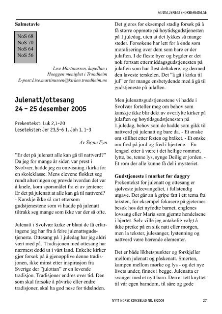 Nytt norsk kirkeblad nr 8-2005 - Det praktisk-teologiske seminar