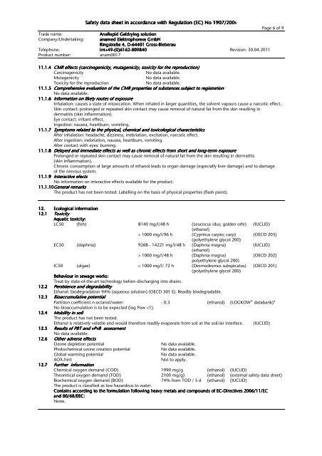 Anarapid gel drying solution - anamed Elektrophorese Gele und ...