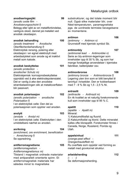METALLURGISK ORDBOK - Norsk Stålforbund
