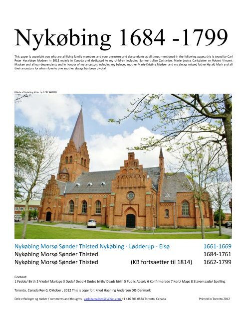 Nykøbing 1684 -1799 - DIS-Danmark