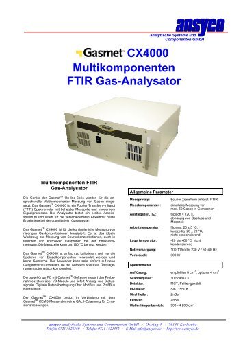 CX4000 Multikomponenten FTIR Gas-Analysator - ANSYCO ...