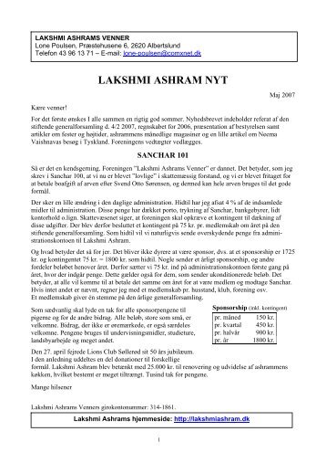 Sanchar 101, maj 2007 - Lakshmi Ashrams Venner