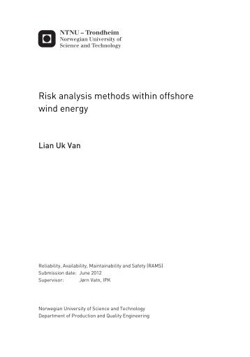 Risk analysis methods within offshore wind energy - NTNU