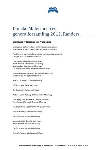 Danske Malermestres generalforsamling 2012, Randers.