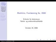 MatIntro, Forelæsning 8a, 2008 - alfin.dk