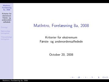 MatIntro, Forelæsning 8a, 2008 - alfin.dk