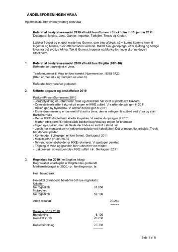 Referat af bestyrelsesmøde 2010 - vraa.org