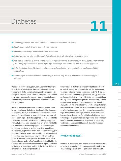 Kapitel 11. Diabetes - Statens Institut for Folkesundhed