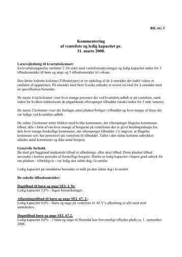 Kommentarer til udviklingen i det seneste kvartal - Slagelse Kommune