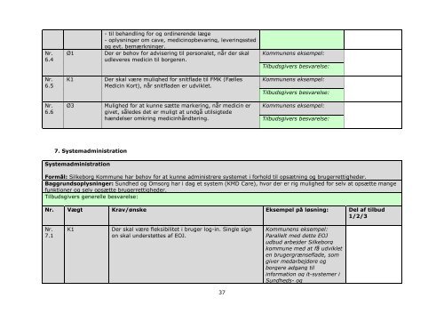 Bilag D Kravspecifikation og skema til besvarelse vedrørende ...