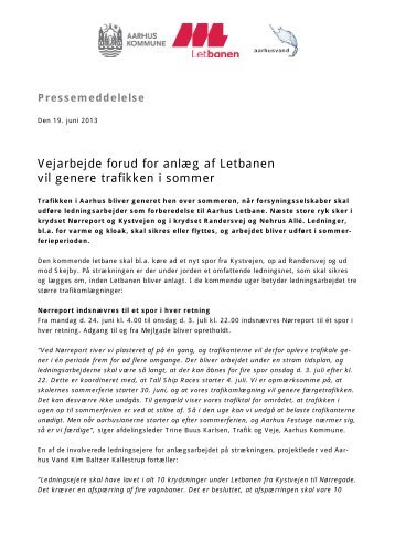 Pressemeddelelse 19. juni 2013 - Aarhus Vand