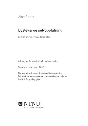 Dysleksi og selvoppfatning(1 677kb) - Dysleksiforbundet