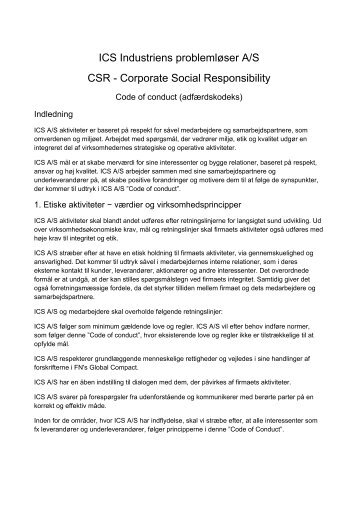 Download CSR som PDF her - ics a/s