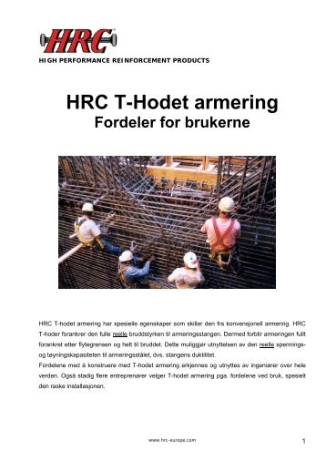 HRC T-Hodet armering Fordeler for brukerne - HRC Europe