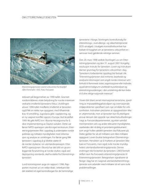 FOKUS 2013, Etterretningstjenestens vurdering (PDF) - Forsvaret