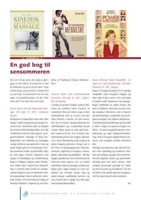 Zoneterapeuten august/2003 - FDZ Forenede Danske Zoneterapeuter