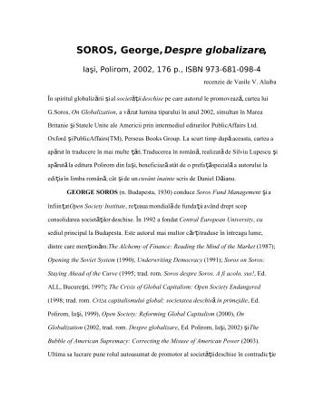 SOROS, George, Despre globalizare, - Profs.info.uaic.ro