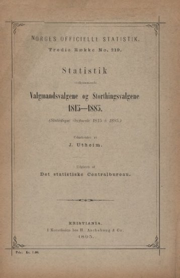 Statistik Vedkommende Valgmandsvalgene og Stortingsvalgene 1815