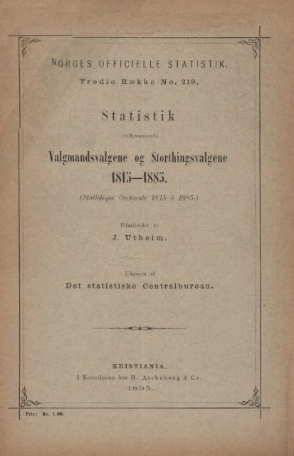 Statistik Vedkommende Valgmandsvalgene og Stortingsvalgene 1815