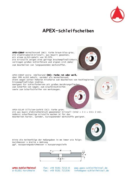 APEX-Schleifscheiben - APEX - Schleifmittel