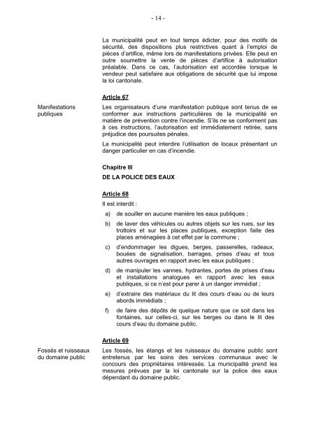 Règlement communal de police - Gland