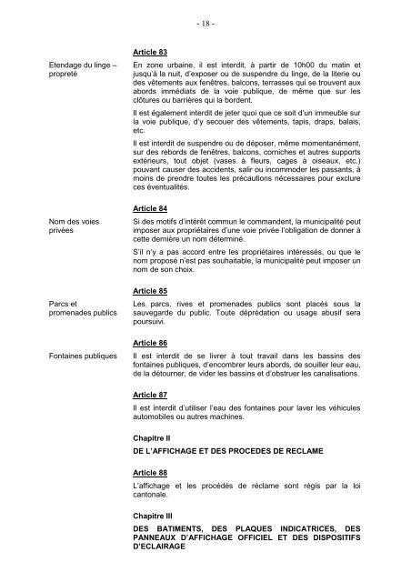 Règlement communal de police - Gland