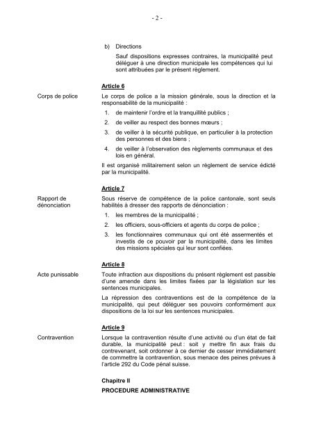 Règlement communal de police - Gland