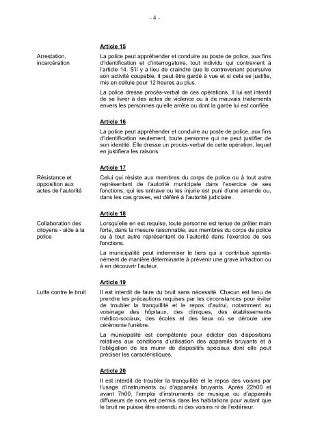 Règlement communal de police - Gland