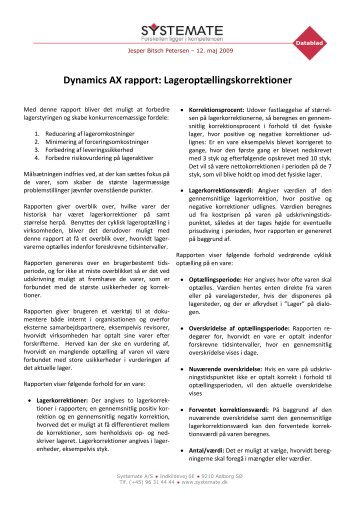 Dynamics AX rapport: Lageroptællingskorrektioner - Systemate