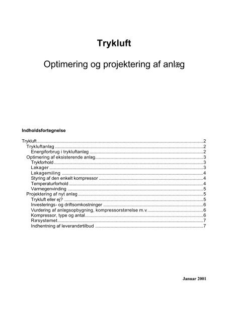 Trykluft Optimering og projektering af anlæg