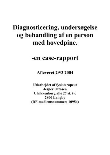 en case-rapport - Fagforum for Muskuloskeletal Fysioterapi