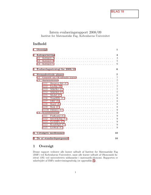 Matematik Institut For Matematiske Fag Kobenhavns Universitet