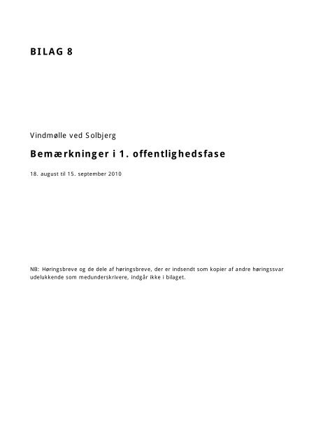Bemærkninger i 1. offentlighedsfase