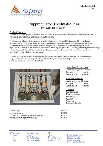 Gruppregulator Trealmatic Plus - Aspira Medical AB