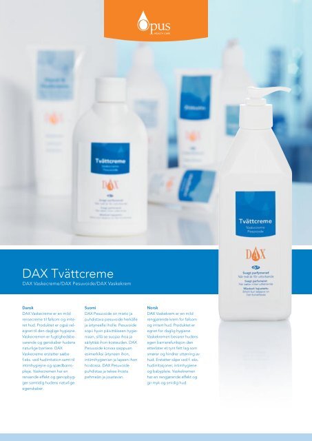 DAX Tvättcreme Prodblad_DkFiNo_w3.indd - Opus Health Care