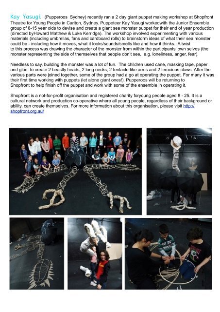 Oz Puppetry Email Newsletter - Dream Puppets