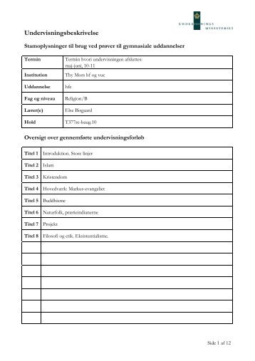 Undervisningsbeskrivelse - Thy-Mors HF & VUC