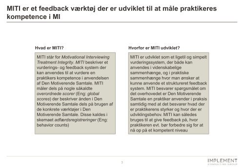 Introduktion til MITI - Den Motiverende Samtale