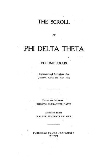 1914–15 Volume 39 No 1–5 - Phi Delta Theta Scroll Archive