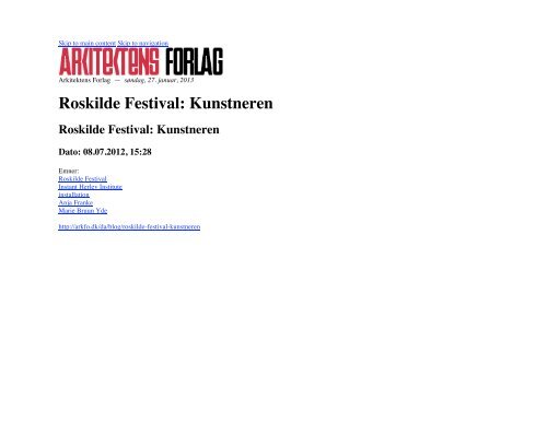 Roskilde Festival: Kunstneren - Instant HERLEV institut