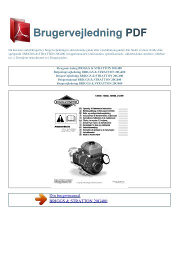 20G400 - BRUGERVEJLEDNING