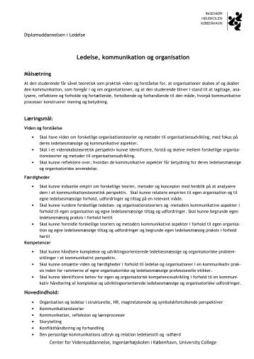 Ledelse, kommunikation og organisation - Center for ...