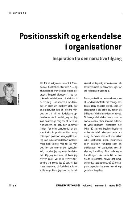 Positionsskift og erkendelse i organisationer - Haslebo & Partnere