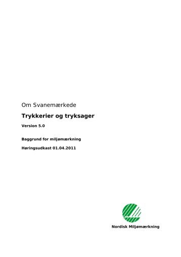 Om Svanemærkede Trykkerier og tryksager