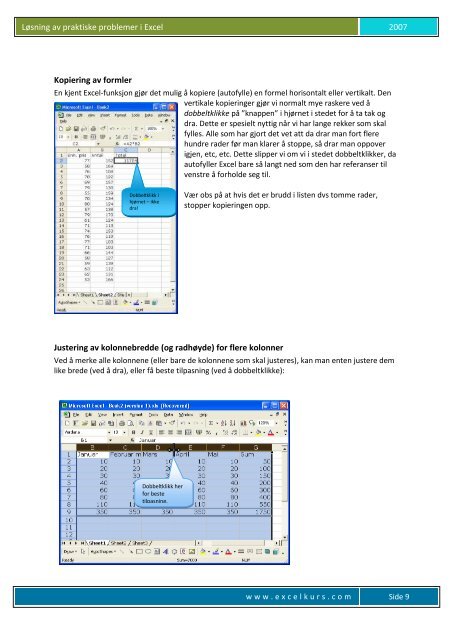 Løsning av praktiske problemer i Excel - Excelkurs