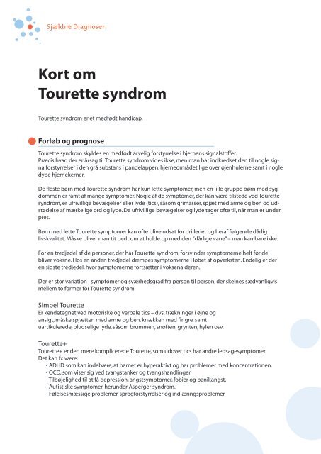 Kort om Tourette syndrom - Sjaeldenborger.dk