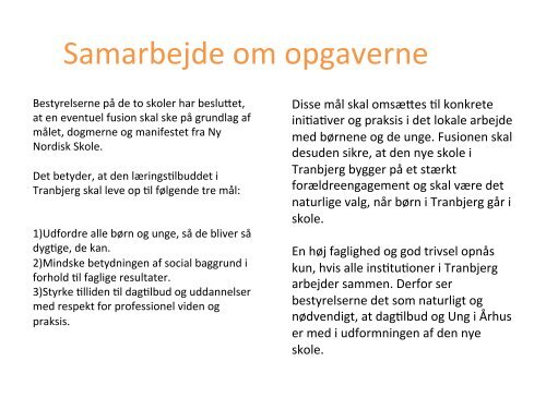 Procesplan Ny Nordisk i Tranbjerg - Tranbjerg Skole