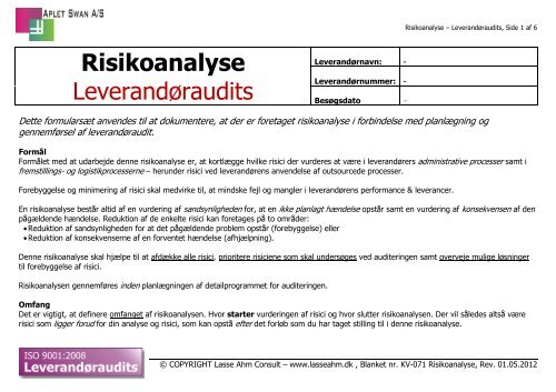 KV-071 Leverandøraudit - Lasse Ahm Consult