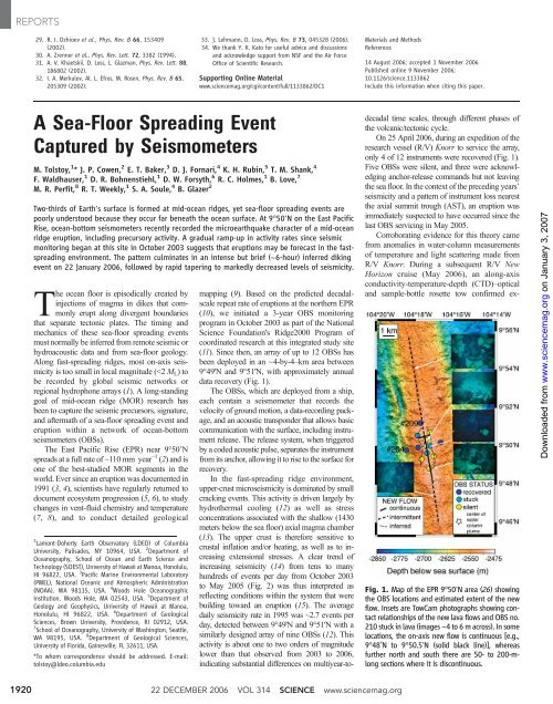 A Sea-Floor Spreading Event Captured by Seismometers - Lamont ...