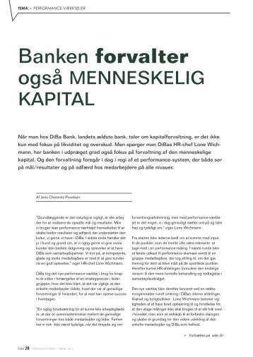 Banken forvalter også MENNESKELIG KAPITAL - PBJ